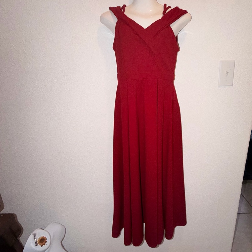 SHEIN Red Midi Dress